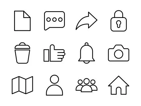 Essential Icon Set Outline Stockillustratie