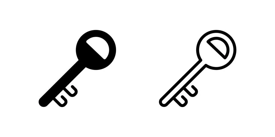 Essential key icon symbolizing access, security, and passwords. Ideal for l.. Stock Illustration
