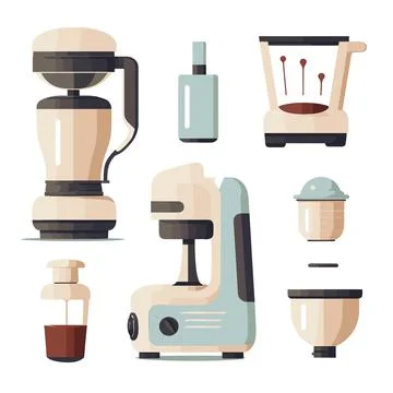 Essential Kitchen Coffee Appliances: Vector Illustration 스톡 일러스트