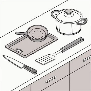 Essential Kitchenware and Cooking Tools Vector Icon Collection Stock Illustration