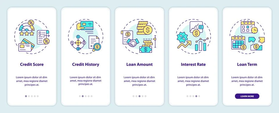 Essential lending elements onboarding mobile app screen Illustrazione stock