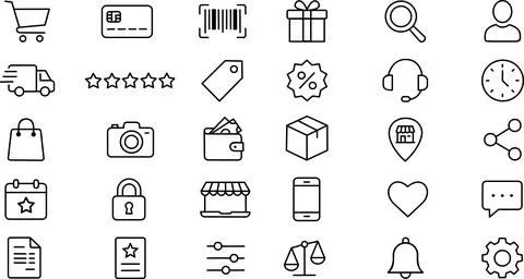 Essential line icon set for e-commerce business Stock Illustration