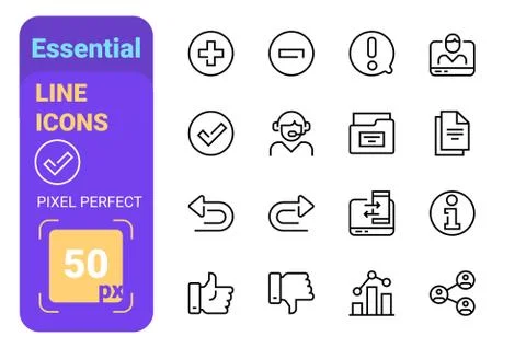 Essential line icons set Stock Illustration