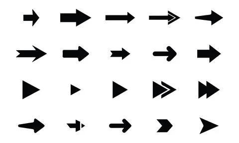 Essential Navigation Arrow Icons Collection Stock Illustration