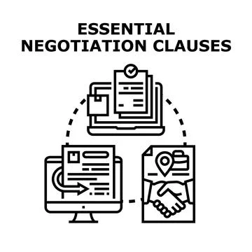Essential negotiation clauses process for business agreement 스톡 일러스트