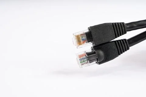 Essential Network Connectivity: Two Ethernet RJ45 Cables Stock Photos