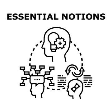 Essential notions concept symbolizing knowledge and idea generation Stock Illustration