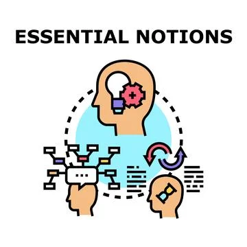 Essential notions concept symbolizing knowledge and idea generation Illustrazione stock