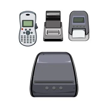 Essential office and portable label printer devices Stock Illustration