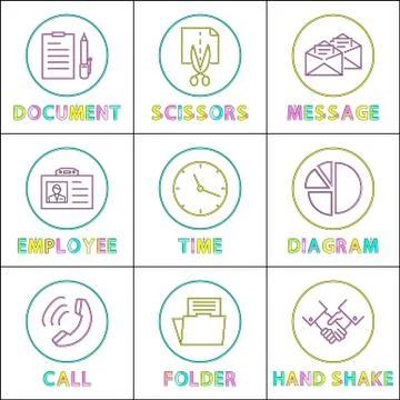 Essential Office Elements Round Framed Depiction Stockillustratie