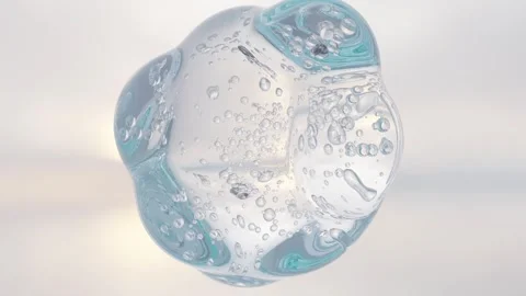 Essential Oil Bubbles for cosmetics in water. blue liquid bubbles, fluid flow Stock Footage 241424950