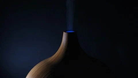 Essential Oil Diffuser Almost Empty Leaving A Bit Of Light Smoky Air - Stock Footage 123169746
