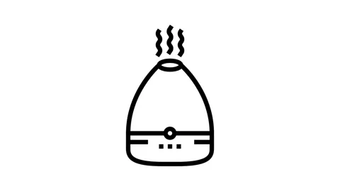 Essential oil diffuser bedroom interior line icon animation Stock Footage 326136048