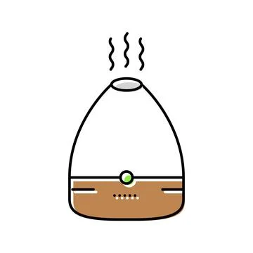 Essential oil diffuser bedroom interior color icon vector illustration Stock Illustration
