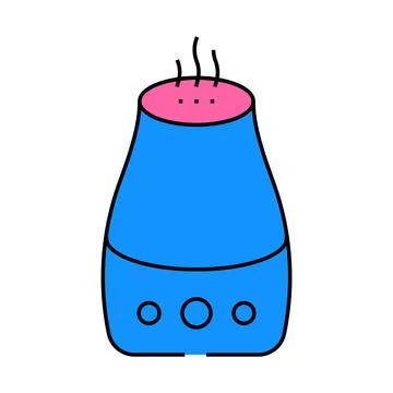 Essential oil diffuser bedroom interior icon color illustration Stock Illustration