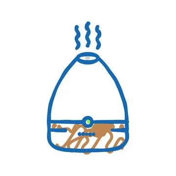 Essential oil diffuser bedroom interior icon doodle illustration Stock Illustration