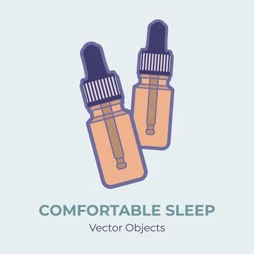 Essential oil extract bottle vector isolated. Comfortable sleep illustration Stock Illustration