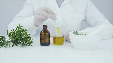 Essential oil from herbs. Stock Footage 148723020