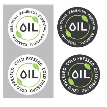Essential oil, sticker, label, vector, icon. Stock Illustration