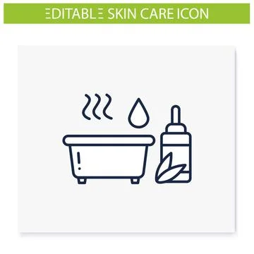 Essential oils bath line icon Stock Illustration