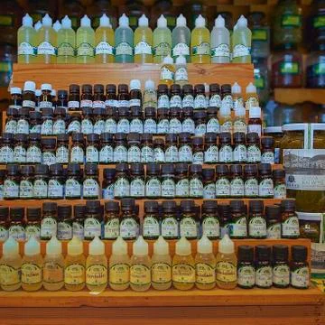 Essential Oils. Isolated.Editorial Image. Foto stock