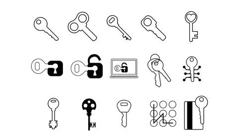 Essential outline icons: monochrome vector pack Stock Illustration