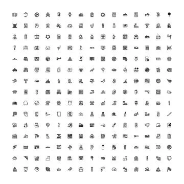 Essential outlined icons collection for web and print Illustrazione stock
