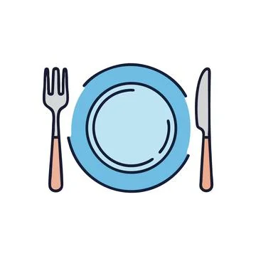(Essential Place Setting. A clean, simple image featuring a light blue plat.. Ilustración de archivo
