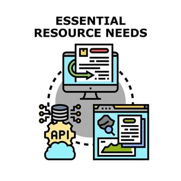 Essential resource needs for digital information management Stock Illustration