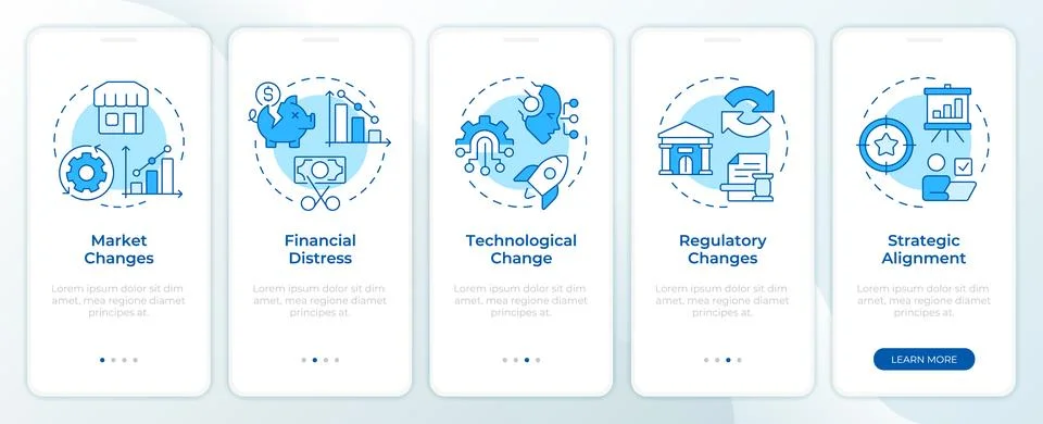 Essential restructuring drivers blue onboarding mobile app screen Ilustração Stock