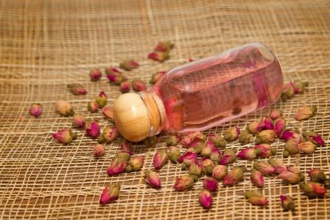 Essential rose oils Stock Photos