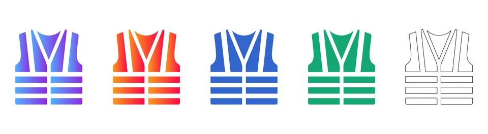 Essential Safety Vest Icons for Workplace Security Graphics Stock Illustration