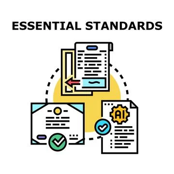 Essential standards creating quality control and business certification Stock-Illustration