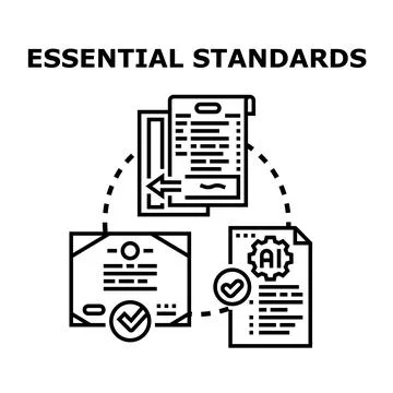 Essential standards creating quality control and business certification Stock Illustration