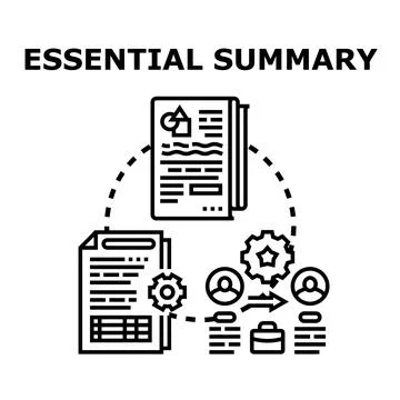 Essential summary business content report documents concept Ilustración de archivo