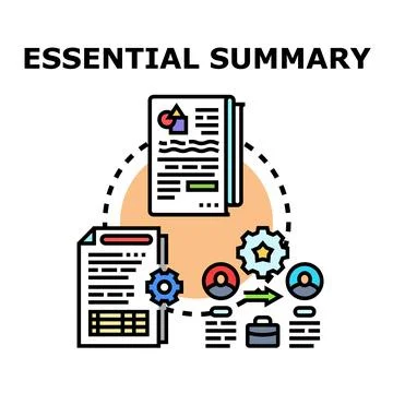 Essential summary business content report documents concept Stock Illustration