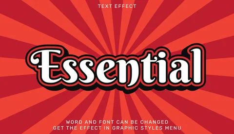 Essential text effect in 3d design Stock Illustration