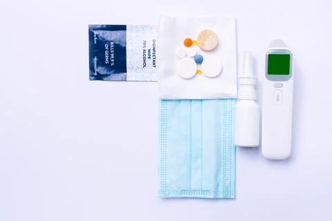 Essential tool for preventing the spread of a virus on a white background with Фото