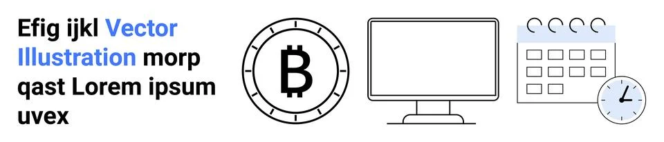 Essential Tools and Symbols for Digital Business and Cryptocurrency Managemen Illustrazione stock