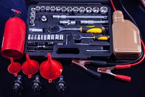 Essential tools for everyone. Keys, screws and hammers Stock Photos