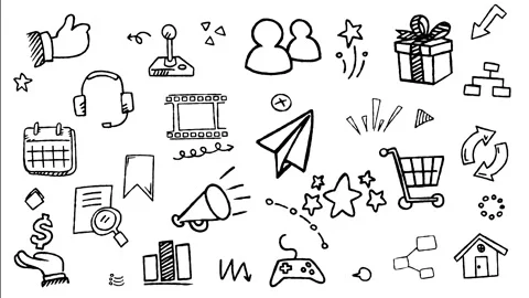 Essential UI Network Security and Online Shopping Doodle Animation Stock Footage 344529638