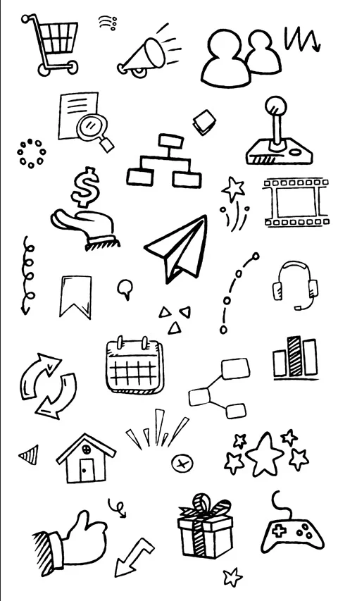 Essential UI Network Security and Online Shopping Doodle Animation Vertical Stock Footage 344529768