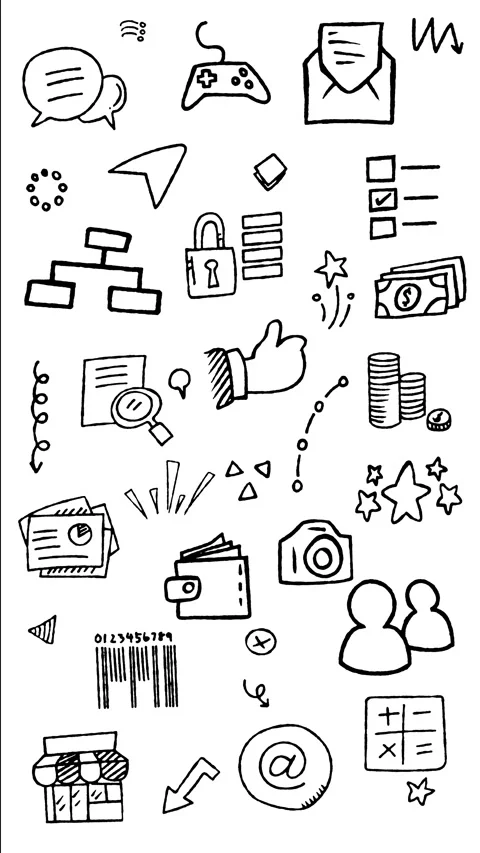 Essential UI Network Security and Online Shopping Doodle Animation Vertical Stock Footage 344529772