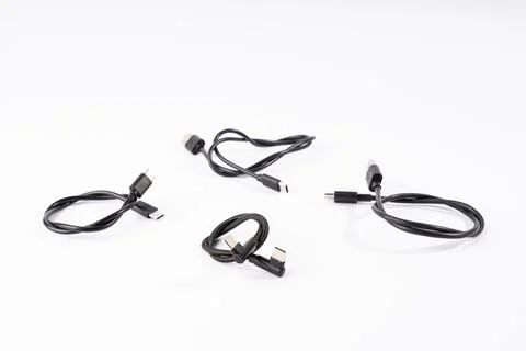 Essential USB Charging and Data Cables Collection Stock Photos