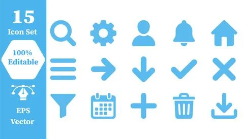 Essential user interface and navigation vector icon set with interface, set.. Stock Illustration