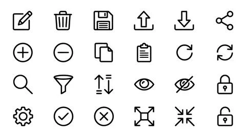 Essential User Interface Line Icon Set Modern App Navigation Outline Set Stock Illustration