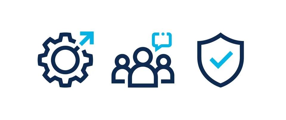 Essential vector icons representing system optimization, teamwork, and stro.. Stockillustratie