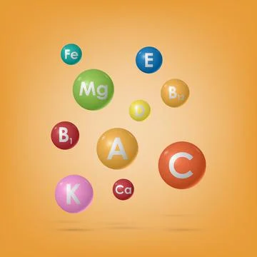 Essential vitamin and mineral complex, medicine and health, vector Stock Illustration