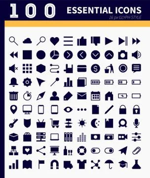 Essential web,app icons Stock Illustration