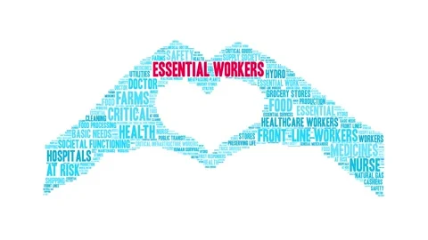 Essential Workers animated word cloud on a white background. Stock Footage 145898987